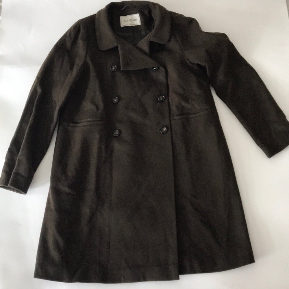 Olive wool Lazzari coat, made in Italy